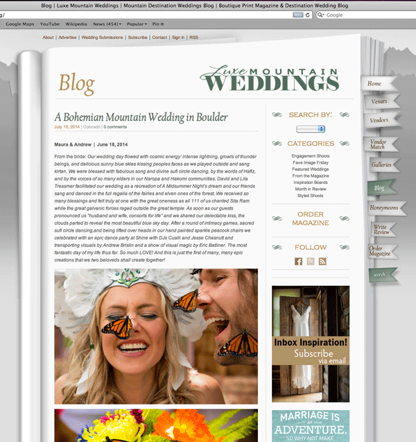Boulder Wedding Photographer - featured on Luxe Mountain Weddings