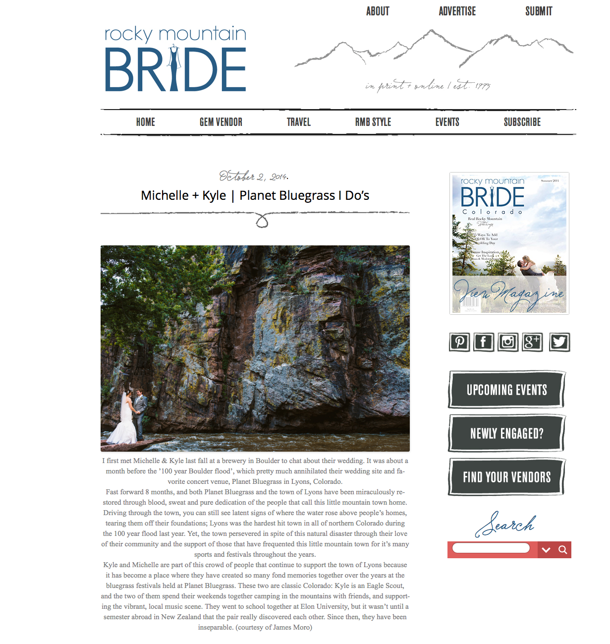 Featured on Rocky Mountain Bride Blog